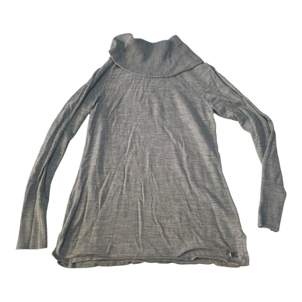 Smartwool size large wool Heather Gray Knit cowl neck long sleeve Pullover shirt